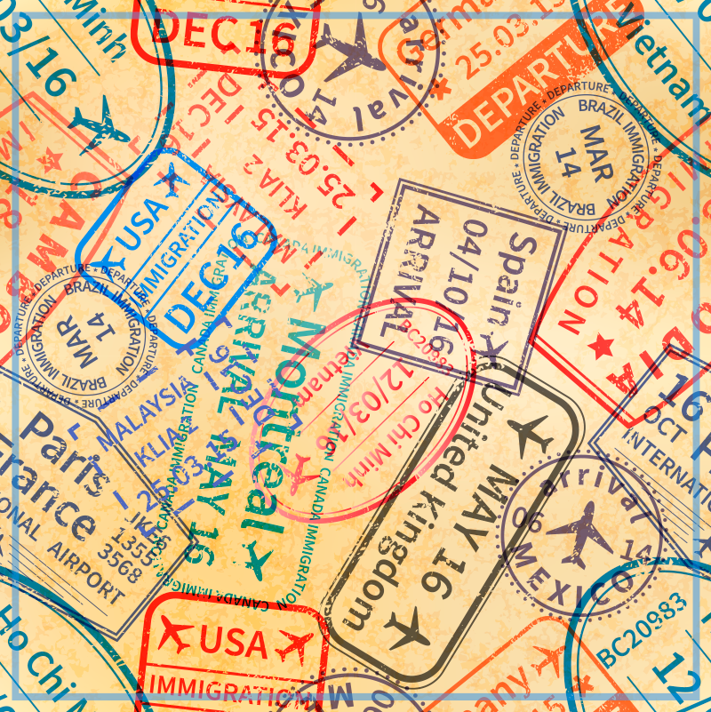 Vinyl Teppich Weltkarte reisepassstempel - TenStickers