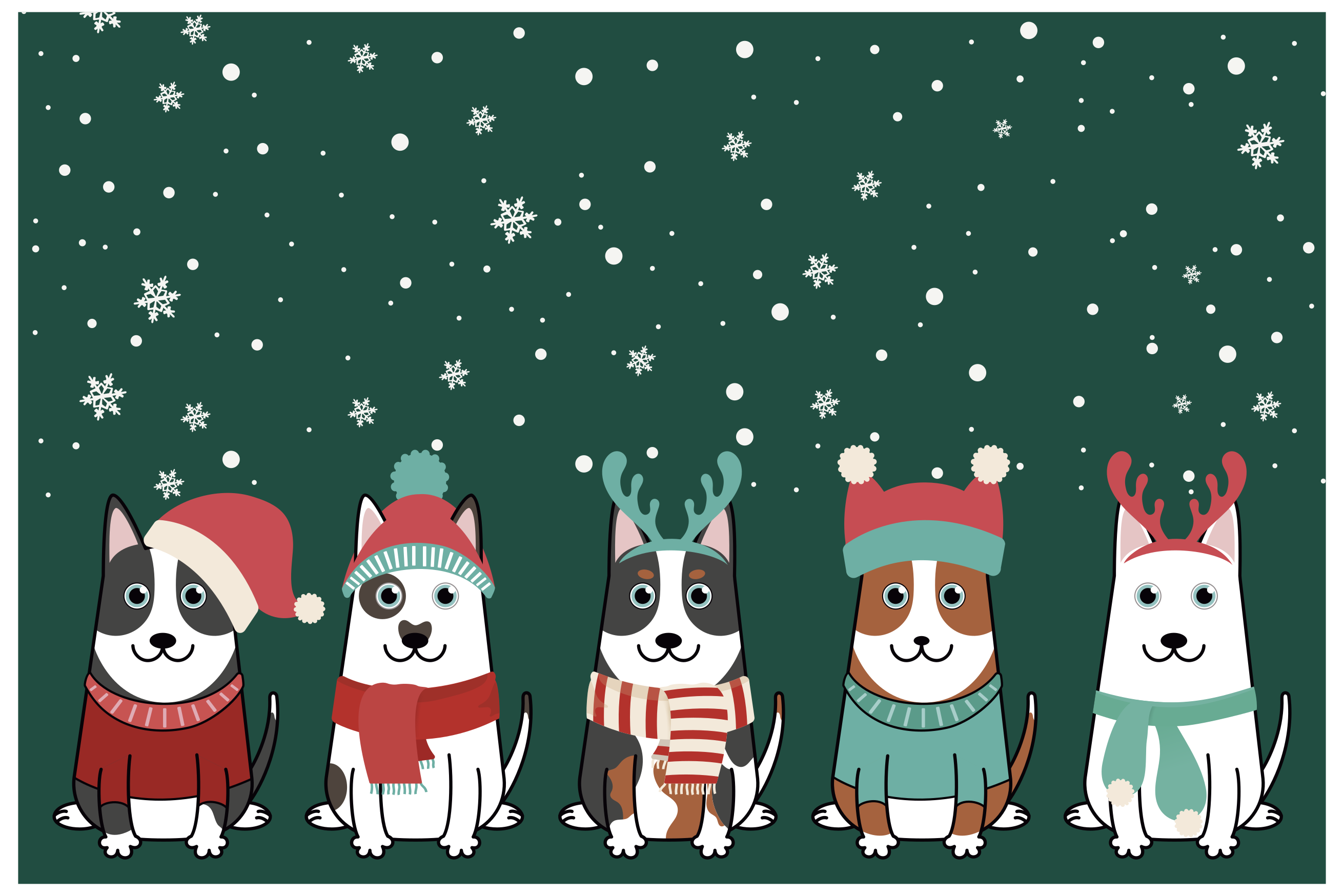 Vinyl Teppich Weihnachten festliches hunde ensemble - TenStickers