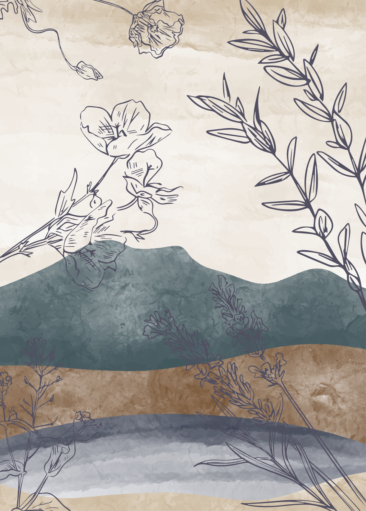 Vinyl Teppich Blumen botanische silhouette - TenStickers