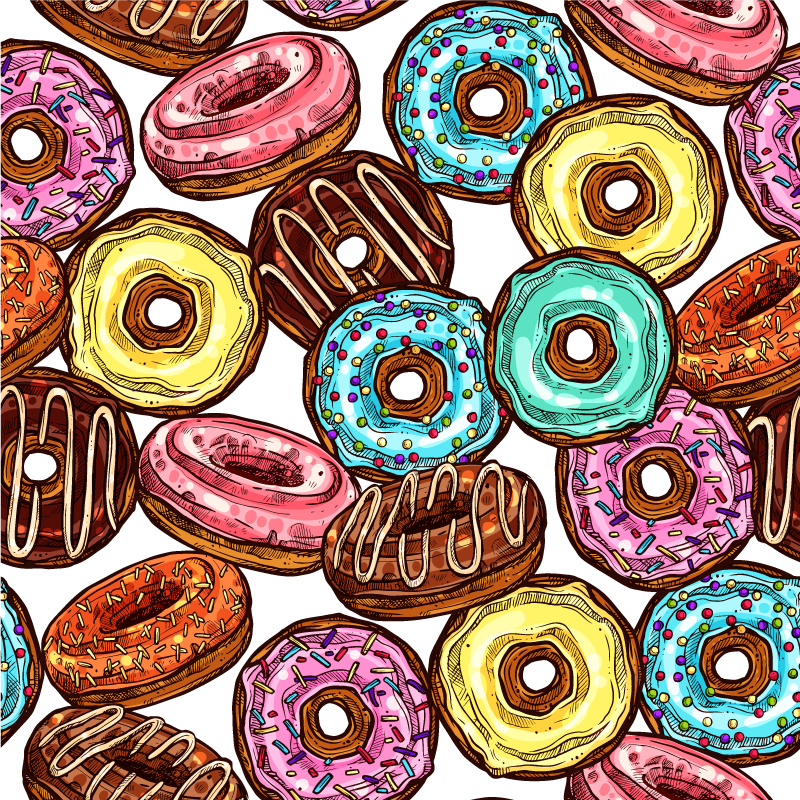 Vinylteppich kindlich bunte donut-sammlung - TenStickers