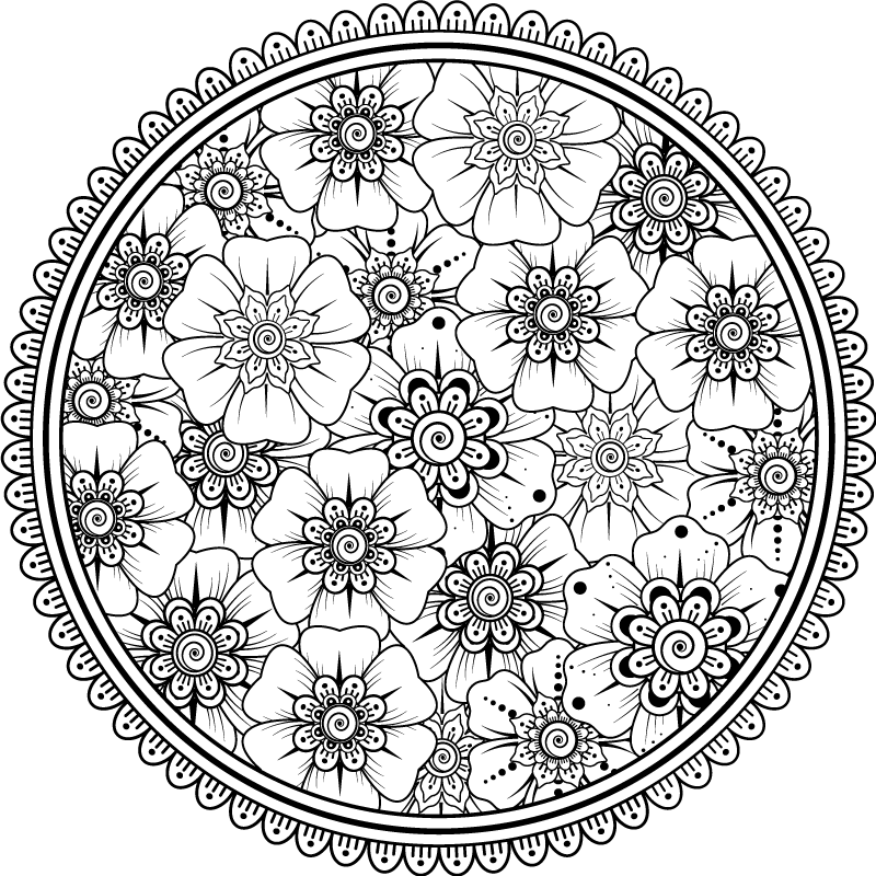 Vinyl Teppich Mandala mandala-blumenmuster - TenStickers