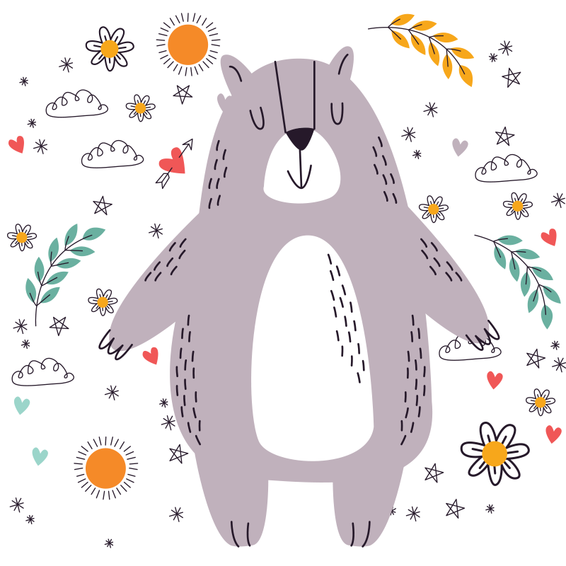 Vinyl Teppich Kinder wunderliche bärenillustration - TenStickers