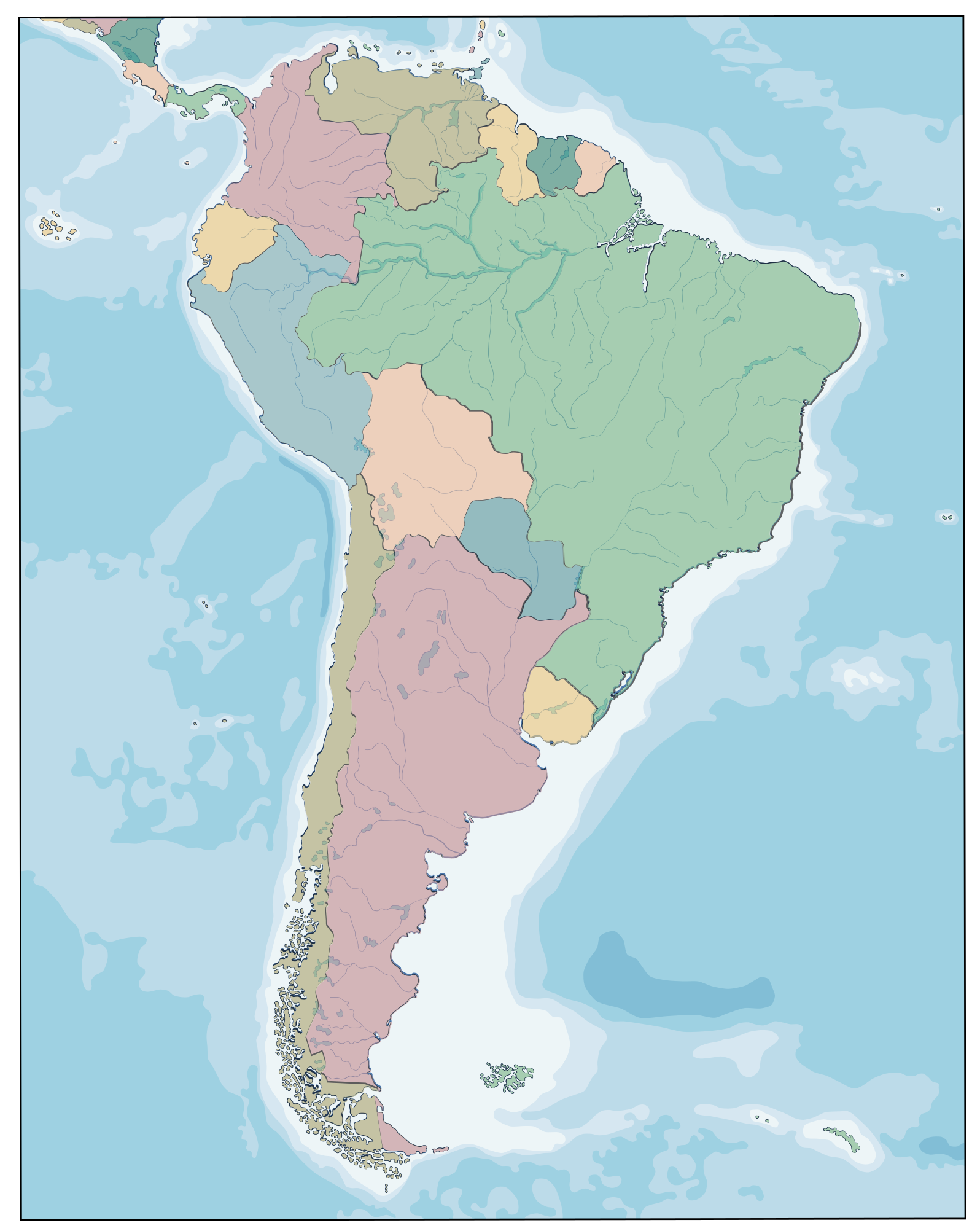 Vinyl Teppich Weltkarte kartografische abbildung - TenStickers