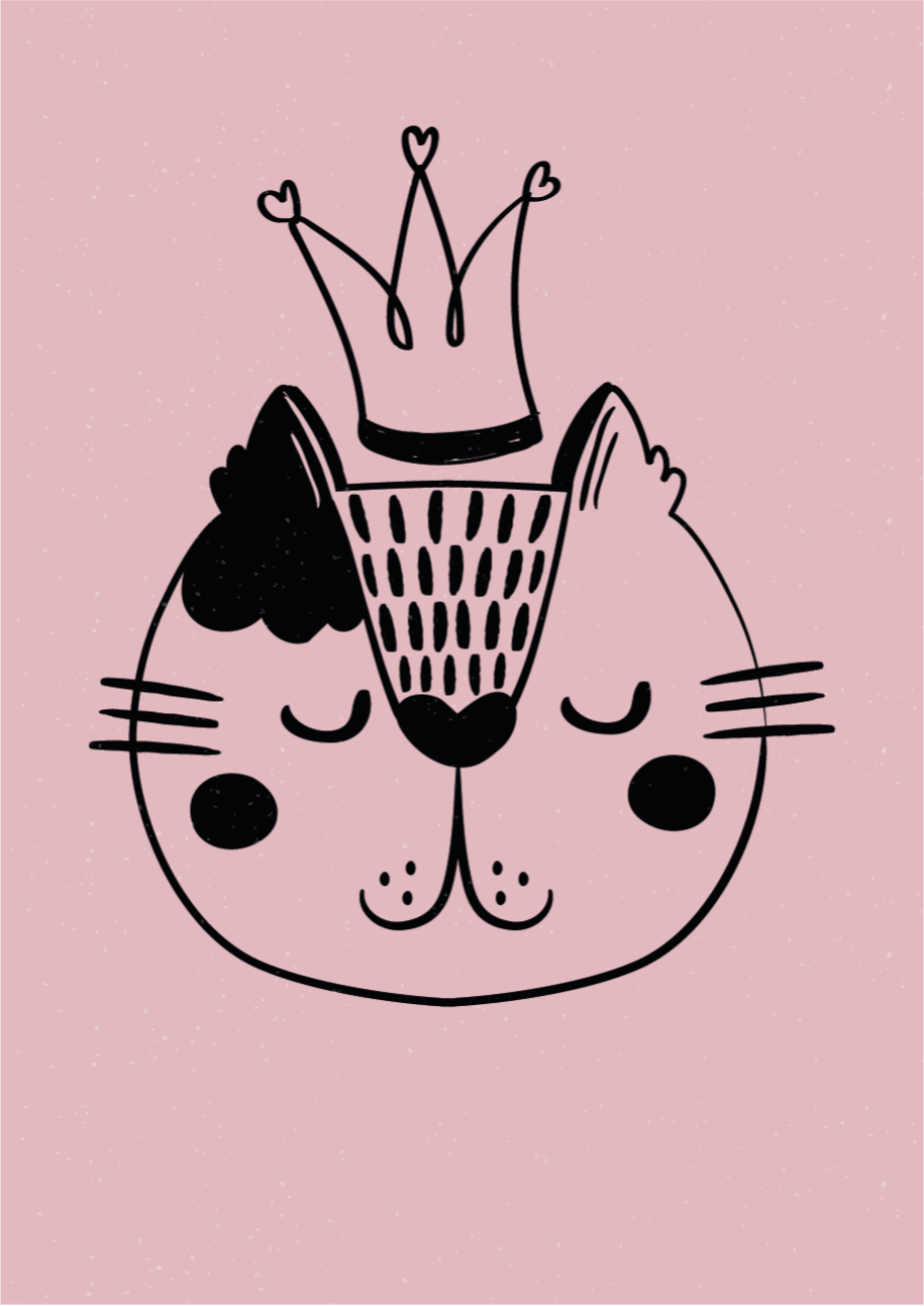 Vinyl Teppich Tiere gekrönte katzenillustration - TenStickers