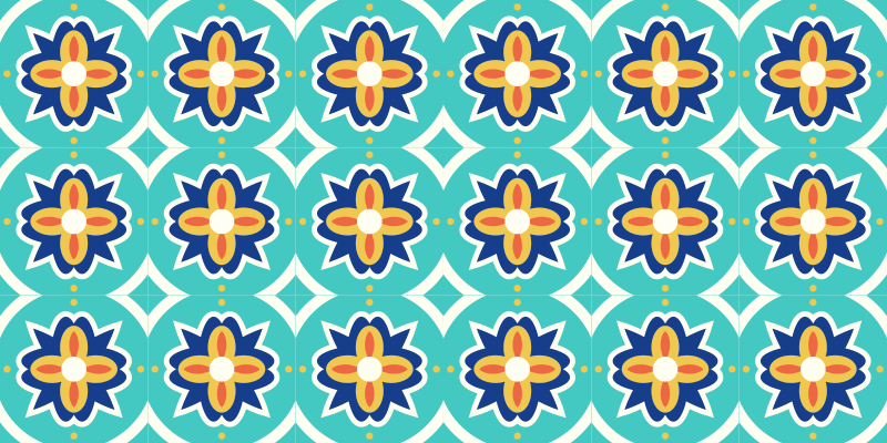 Vinyl Teppich Fliesenoptik blumenmosaikmuster - TenStickers