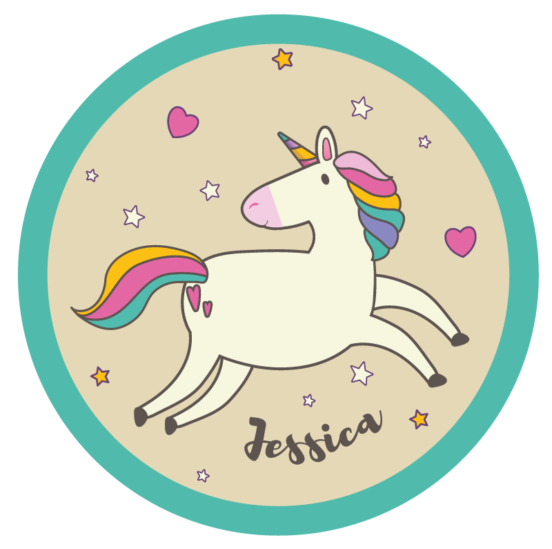 Vinyl Teppich mit Namen benutzerdefinierte einhorn - TenStickers