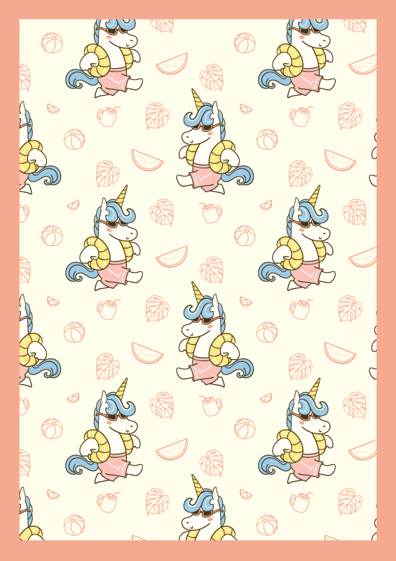 Vinyl Teppich Kinder einhorn gemustert - TenStickers