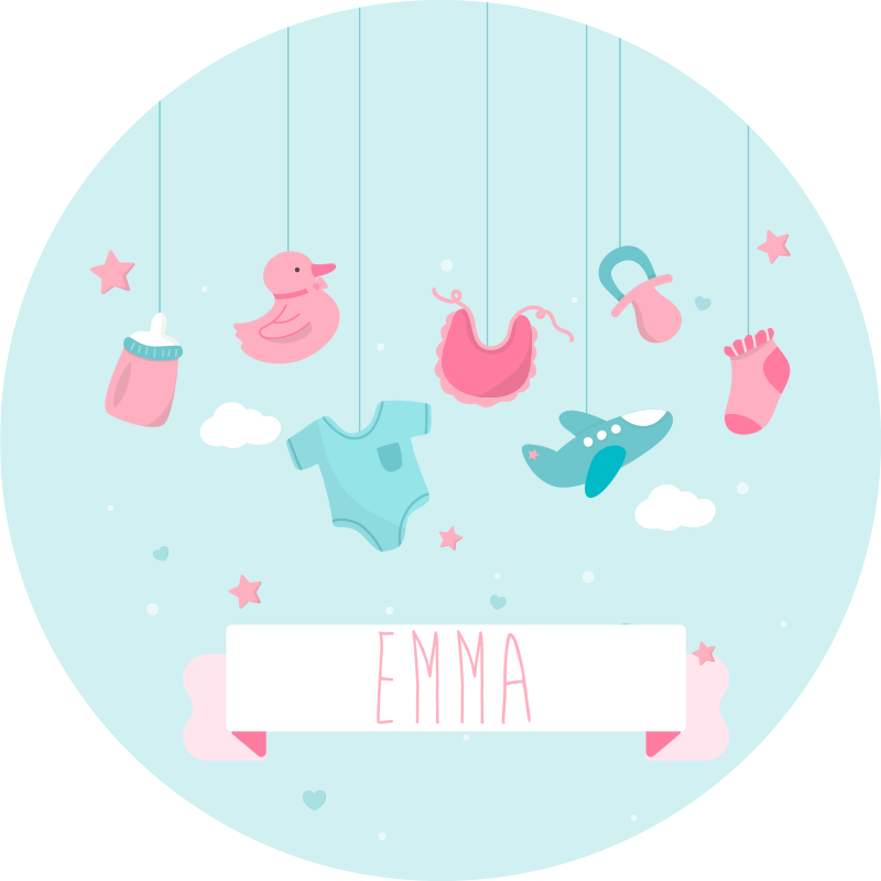 Vinylteppich mit Name Personalisiertes baby geboren - TenStickers