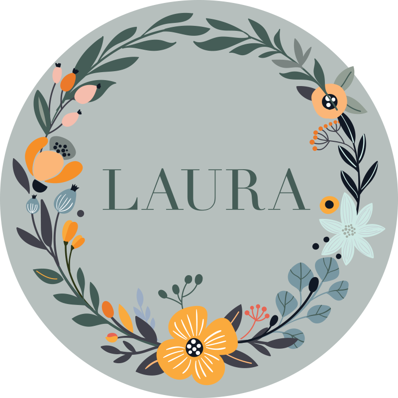Vinyl Teppich mit Namen personalisiertes blumendesign - TenStickers
