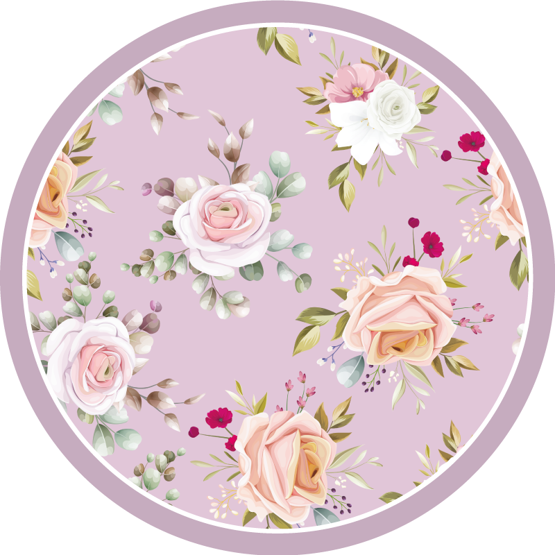 Vinyl Teppich Blumen blumen kreis eleganz - TenStickers