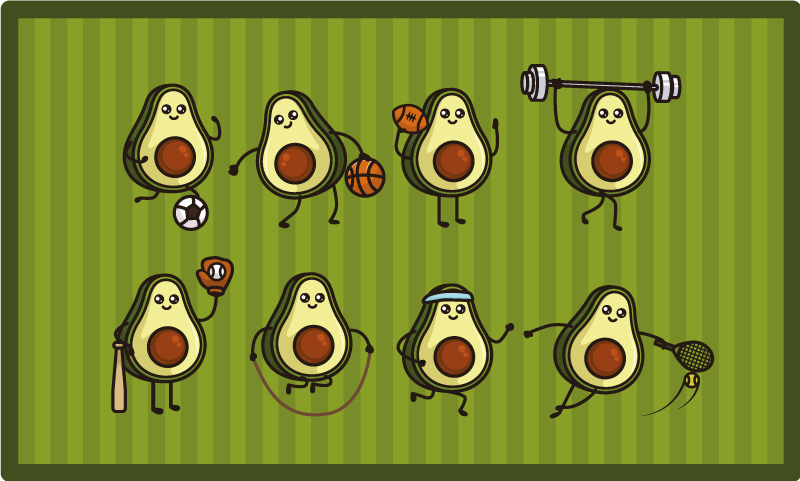 Vinylteppich kindlich avocado-figuren - TenStickers