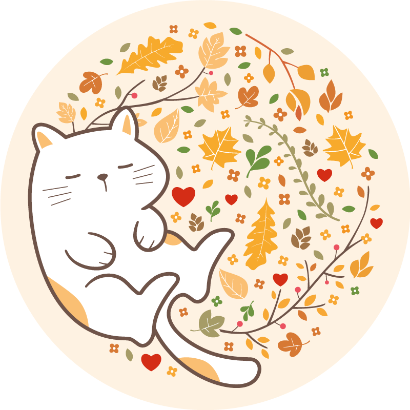 Vinylteppich kindlich herbstkatzenillustration - TenStickers
