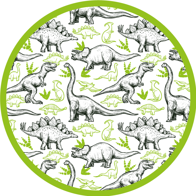 Vinylteppich Tiere Zweifarbiger doodle-dinosaurier-druck - TenStickers