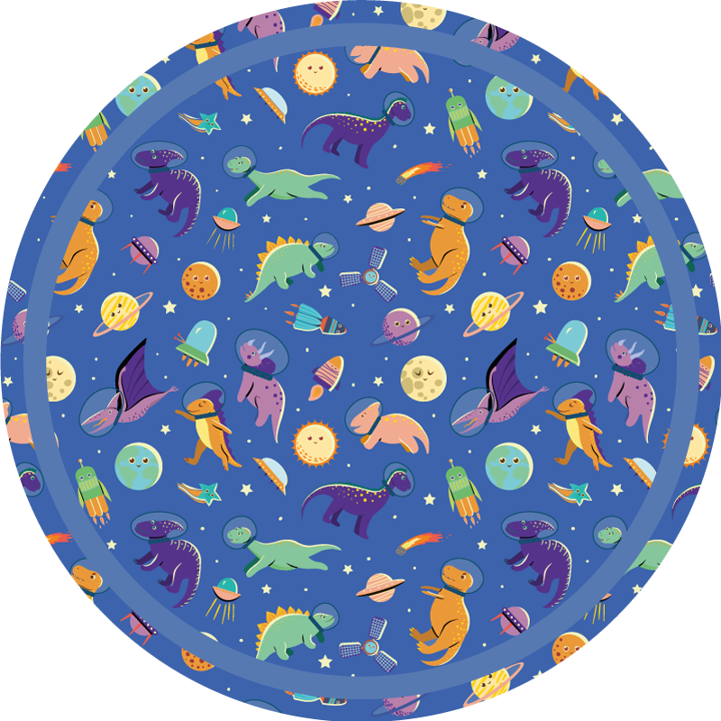 Vinyl Teppich Kinder weltraum-dinosaurier, rund - TenStickers
