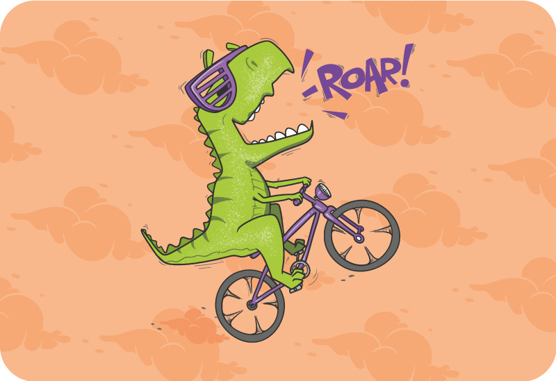Vinyl Teppich Kinder radfahren dinosaurier brüllen - TenStickers