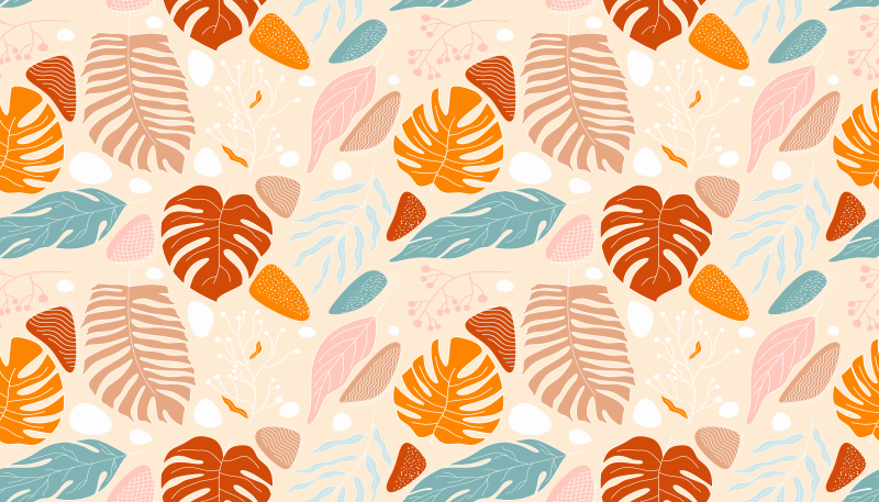 Vinyl Teppich Blumen tropische beige blattmuster - TenStickers