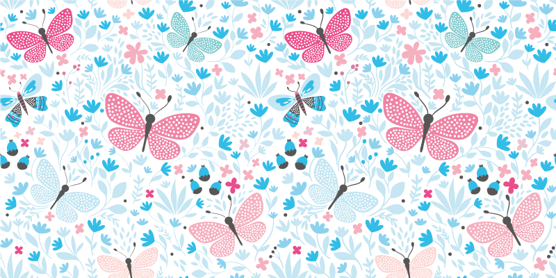Vinyl Teppich Blumen blumen schmetterling - TenStickers