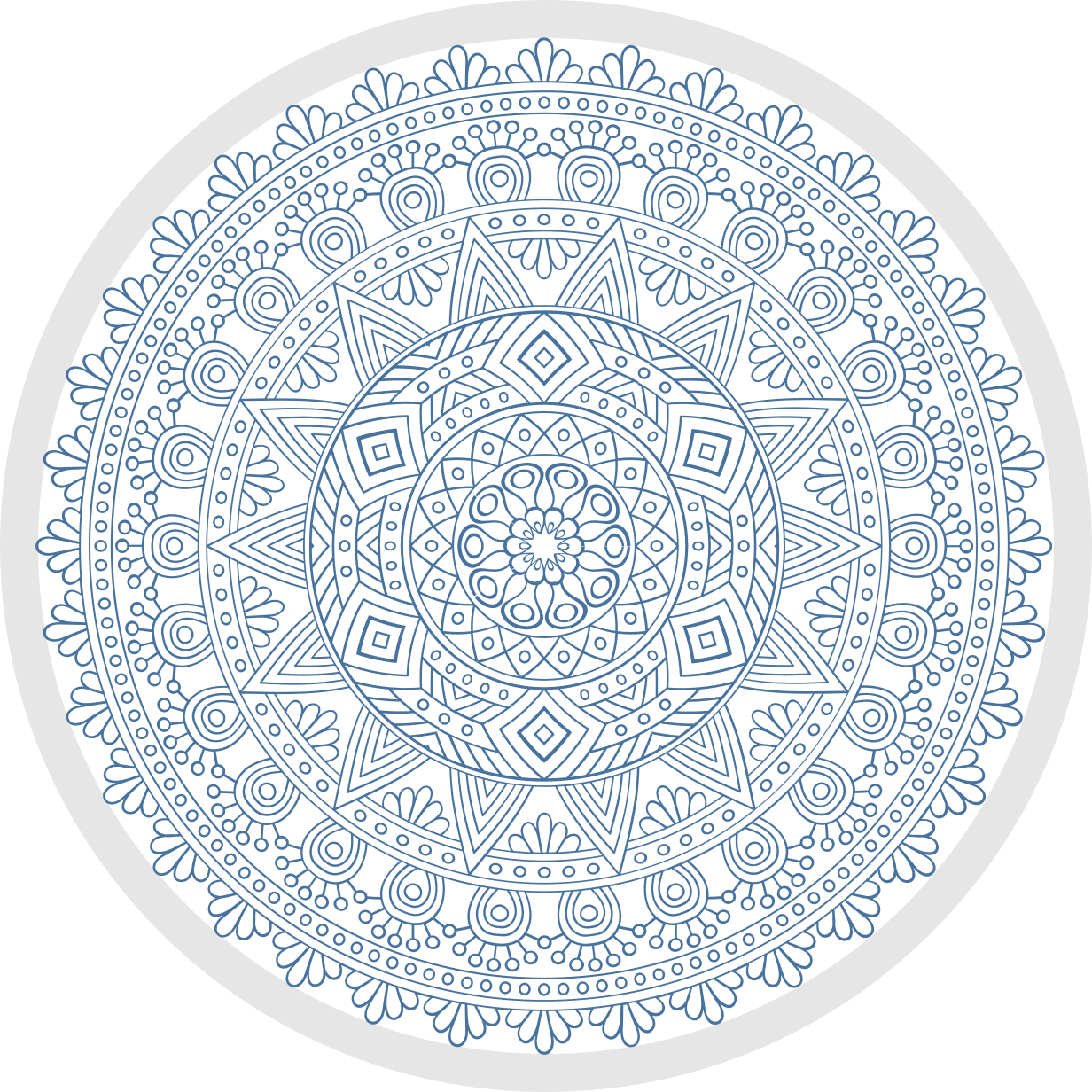 Vinyl Teppich Mandala komplexes blaues motiv - TenStickers