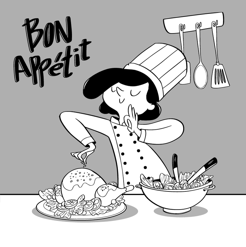 Vinyl Teppich Küche cartoon-chef-abbildung - TenStickers