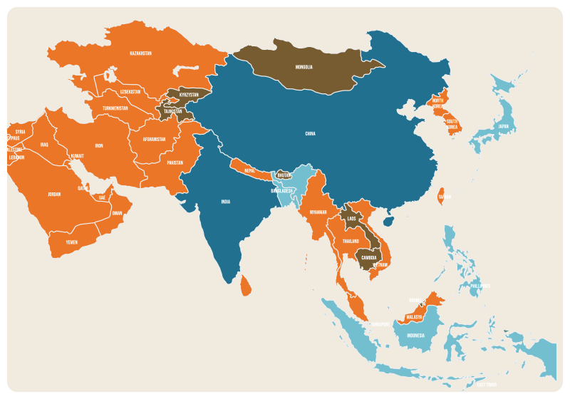 Vinylteppich Weltkarte Karte von asien - TenStickers