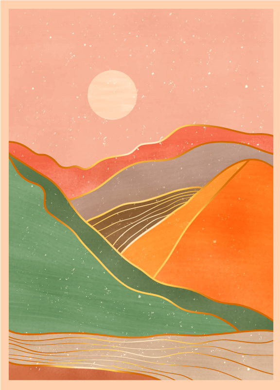 Vinyl Teppich modern abstrakte berglandschaft - TenStickers