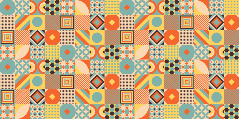 Vinyl Teppich geometrisch lebendiges fliesenkonzept - TenStickers