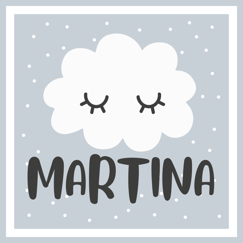 Vinyl Teppich Baby graue wolke mit namen - TenStickers