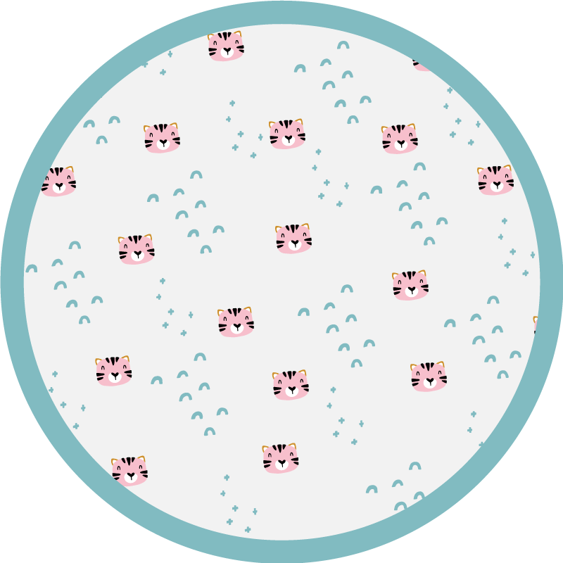 Vinylteppich kindlich mit blauen regenbögen und rosa katzen - TenStickers