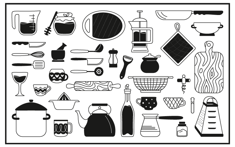 Vinyl Teppich Küche sammlung kulinarischer ikonen - TenStickers