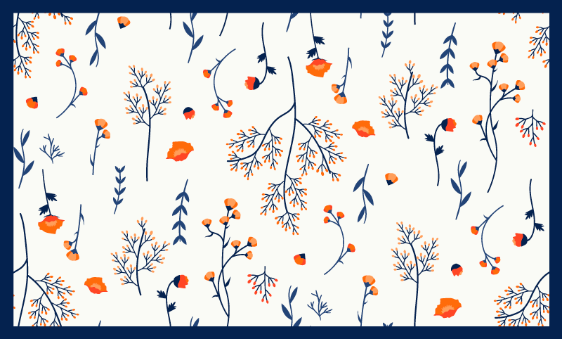Vinyl teppich blumen mit floralen zweigen muster - TenStickers