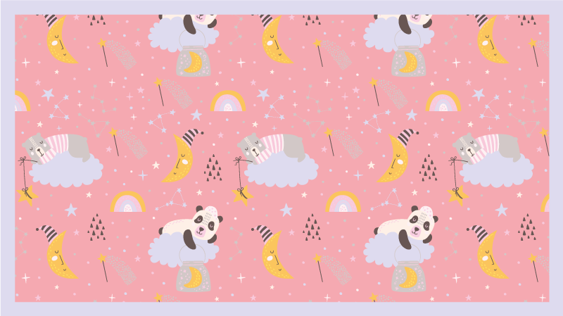 Vinylteppich kindlich wolken auf rosa hintergrund - TenStickers