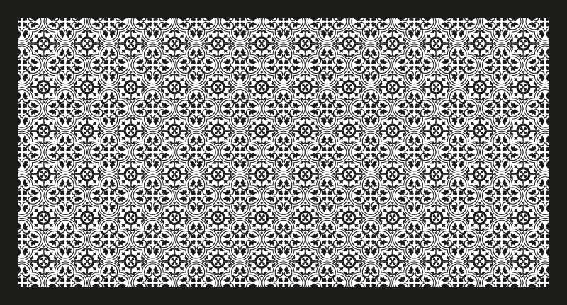 Vinyl Teppich Fliesenoptik schwarzes blumenmuster - TenStickers