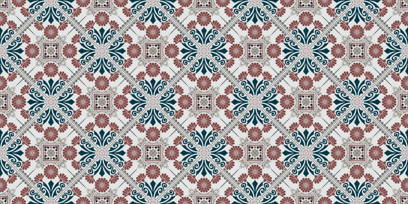 Vinyl Teppich Fliesenoptik botanische anordnung - TenStickers