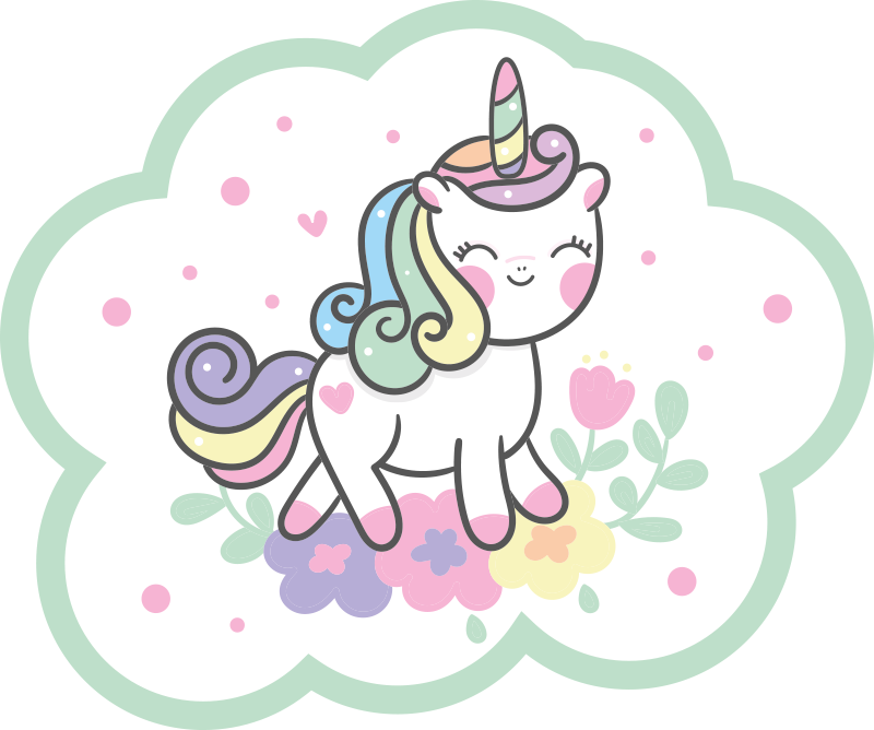 Vinyl Teppich Kinder süße einhornillustration - TenStickers