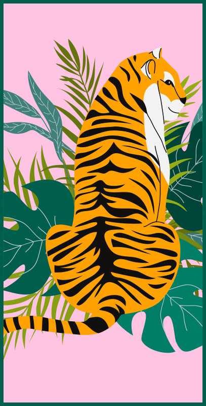 Vinylteppich Animal Print Tiger pink gewebter wurf - TenStickers