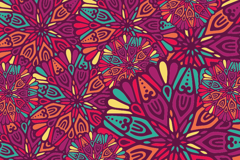 Vinyl Teppich Mandala leuchtendes lila motiv - TenStickers