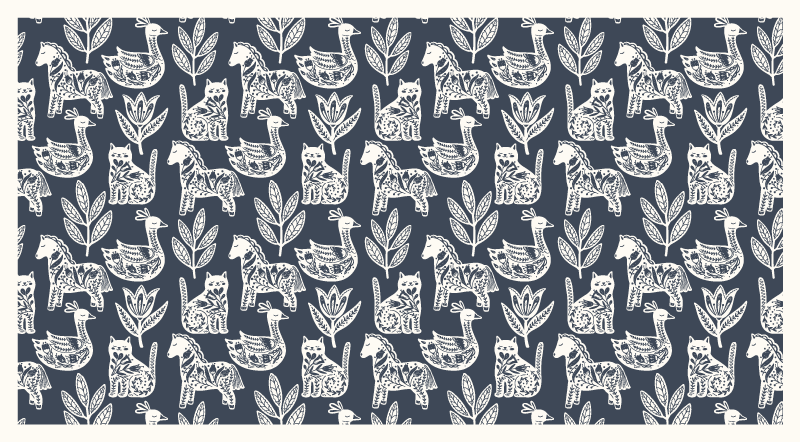 Vinyl Teppich Tiere entzückende tierillustrationen - TenStickers