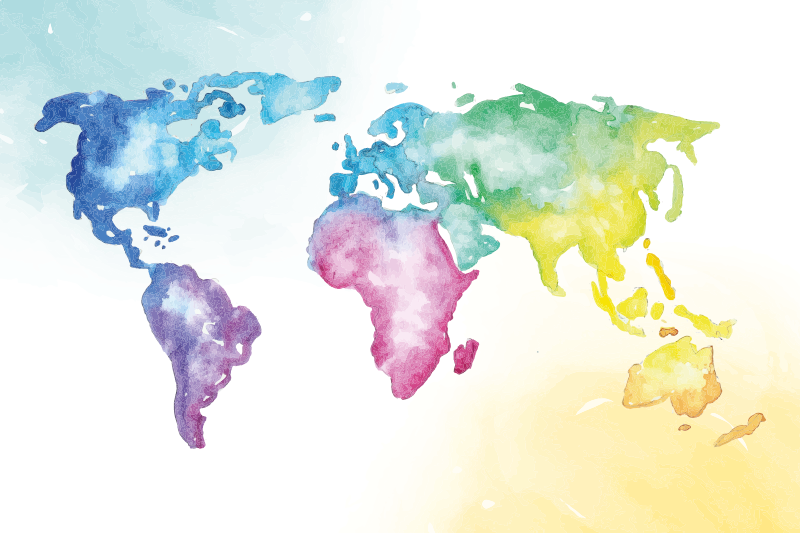 Vinylteppich Weltkarte Künstlerisch bunt - TenStickers