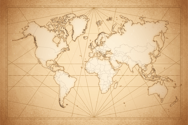 Vinyl teppich weltkarte antik beige design - TenStickers