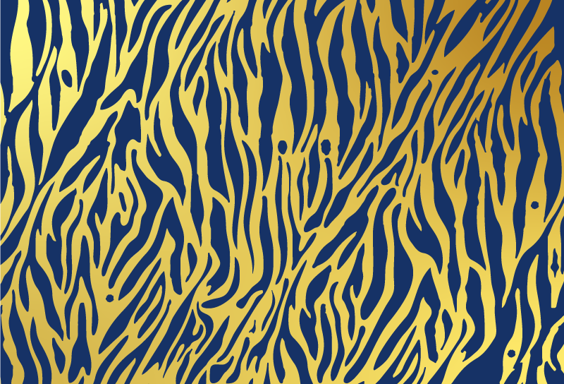 Vinylteppich Animal Print Goldenes und blaues zebra - TenStickers