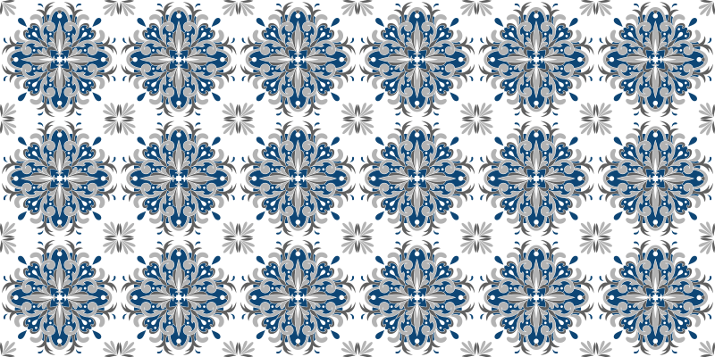Vinyl teppich mosaik elegantes blaues blumenmuster - TenStickers