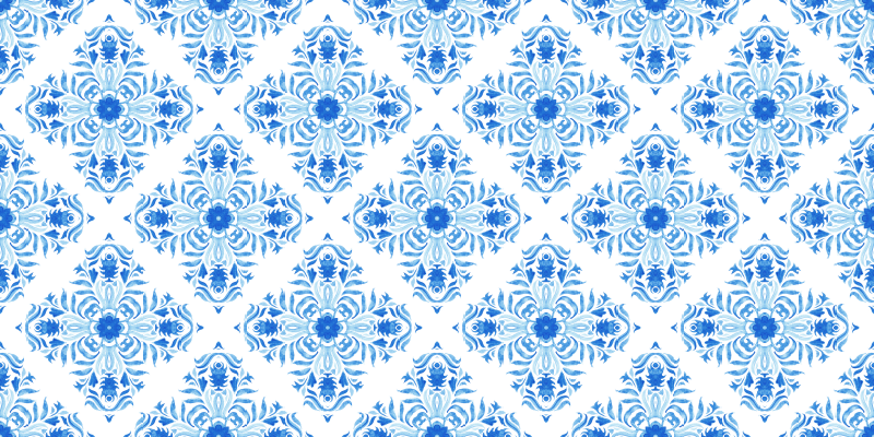 Vinyl Teppich Mosaik azurblaues botanisches motiv - TenStickers