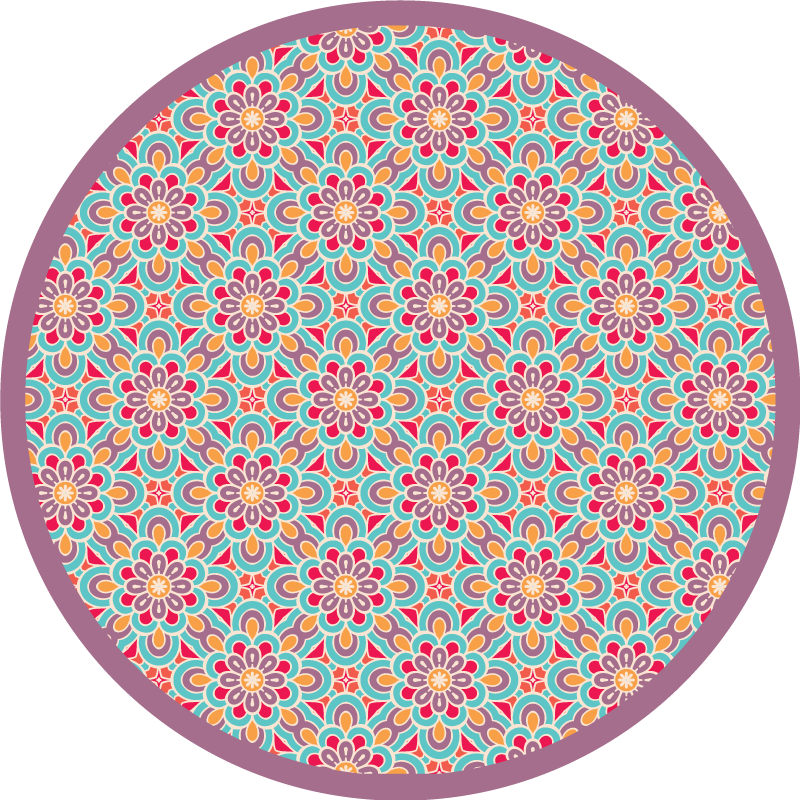 Vinyl teppich mandala mit lebendigem blumenmuster - TenStickers
