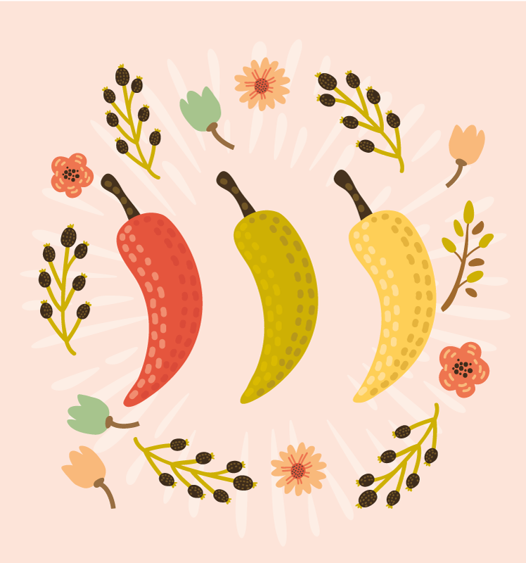 Vinyl Teppich Küche Vintage chili peper - TenStickers