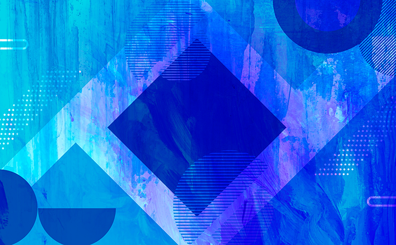 Vinyl Teppich minimalistisch blaue geometrische motive - TenStickers