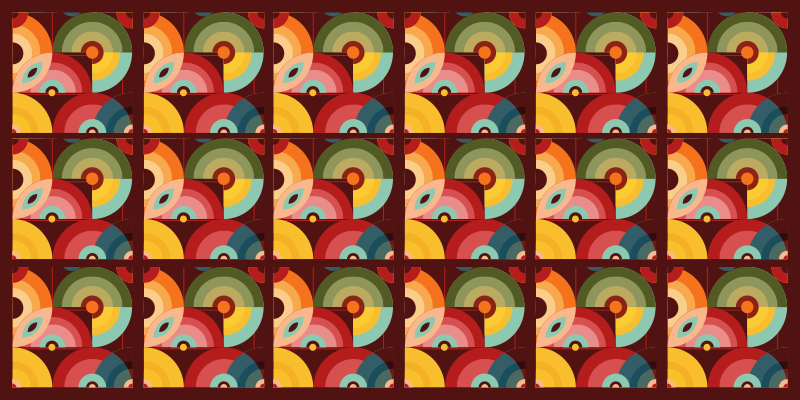 Vinyl Teppich Vintage retro bunte kreisförmige formen - TenStickers