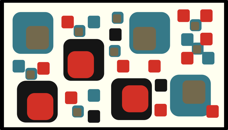 Vinylteppich geometrisch 70er jahre blaue und schwarze quadrate - TenStickers