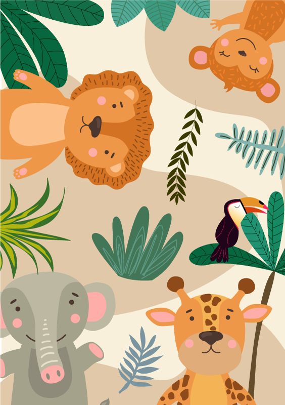Vinyl Teppich Baby safari-dschungel-freunde - TenStickers