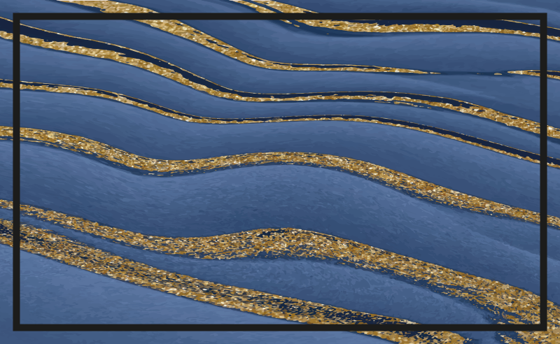 Vinyl Teppich Marmor blaue und goldene wellen - TenStickers