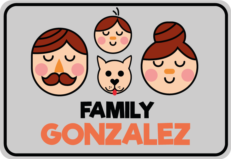 Vinyl Teppich mit Namen benutzerdefiniertes familienporträt - TenStickers